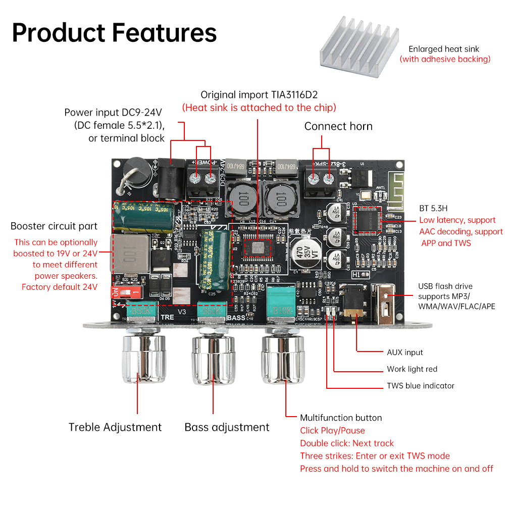 100W Mono Bluetooth 5.3 Amplif - Outdoor Power Module recension och pris