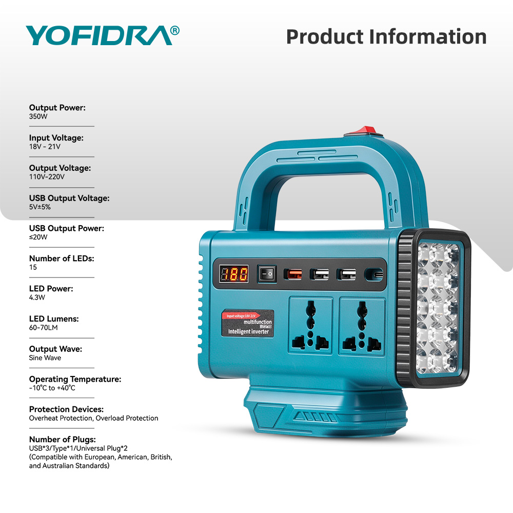 YOFIDRA 220V Portable Power In - Outdoor Usb Power Adapter recension och pris