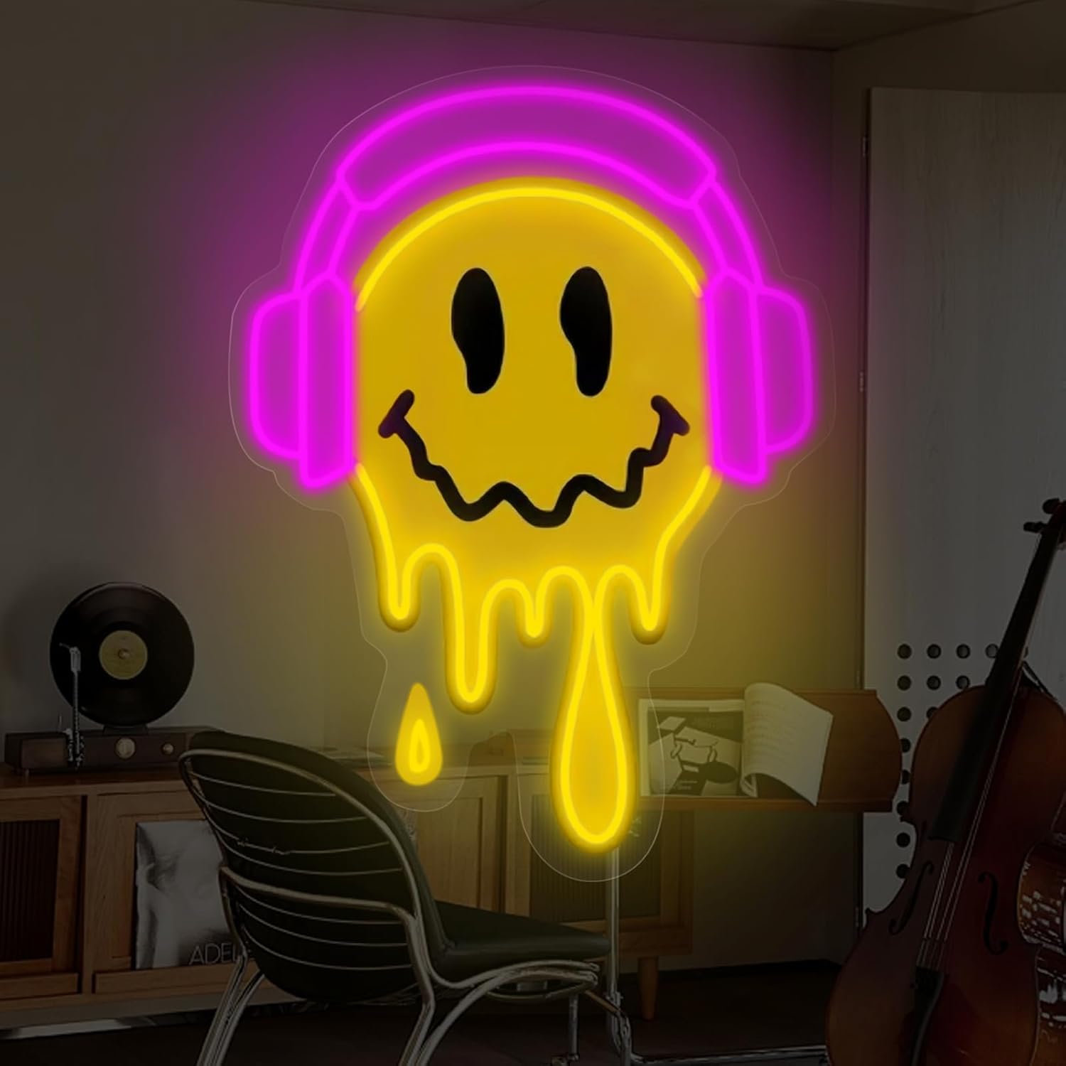Smile Face Neon Sign Art Wall  - Outdoor Power For Wedding recension och pris
